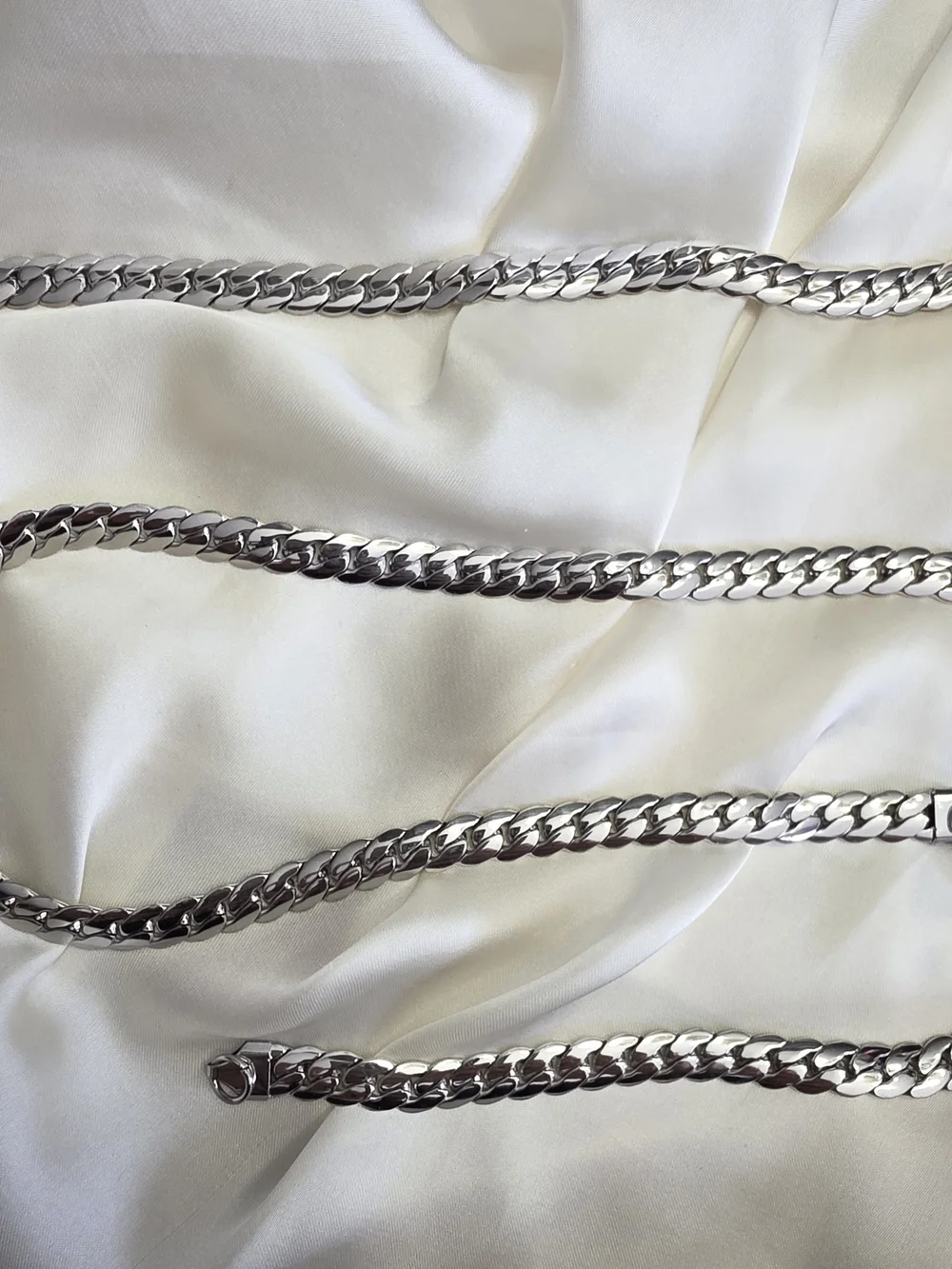 Stainless Steel Flat Curb Link Bracelet And Neck Chain